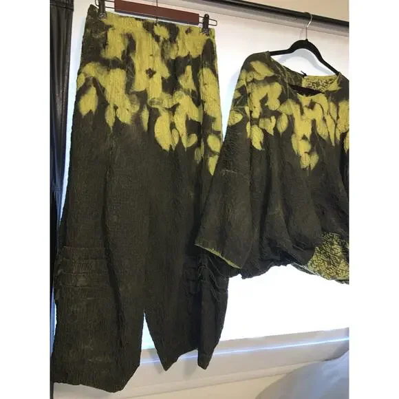 DRESS TO KILL by Jane Mohr Wide-Leg Harem Pants & Blouse Yellow & Black Size 1 - Picture 3 of 10